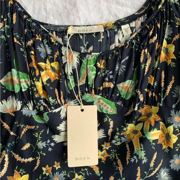 NWT Doen Guinevere Silk Ruched V Neck Long Sleeve Bias Midi Dress Sweet Anemone - Picture 9 of 15